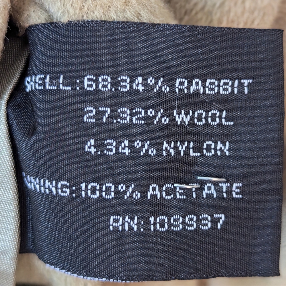 Large Wool & Rabbit Button Down Coat Avocado Gree… - image 6